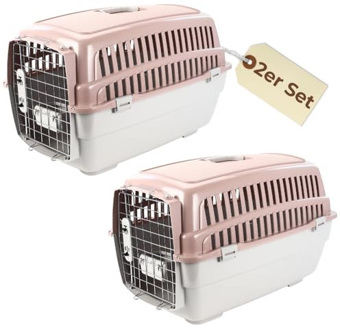 2er Set Transportbox IATA Flugbox Flugzeug Hundebox Hunde Transportbox Hund für 2 Tiertransportbox Hundetransportbox Gr. L