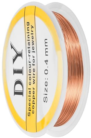 QUARKZMAN 0,4mm/26 Calibro Filo Rame per Creazione di Gioielli, 1 Rotolo Filo di Rame Metallico Puro Perline Resistente Opacizzazione per Creazione Gioielli Fai da Te (Oro Rosa)-10m