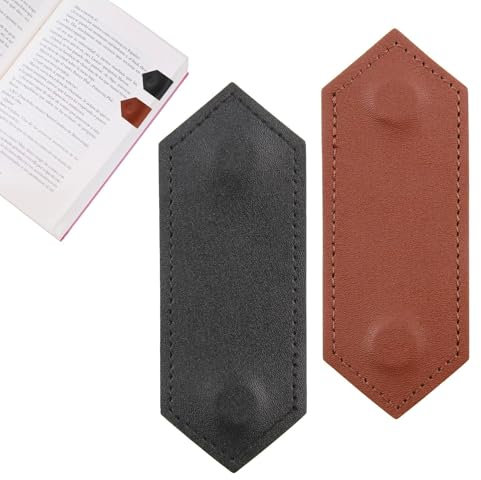 2 Stück Lesezeichen Magnetisch, Personalisiert Lesezeichen Buch, Buchklammern Retro-Stil Personalisierte aus Leder für Kinder Leser Student Erwachsene(Schwarz+Braun)