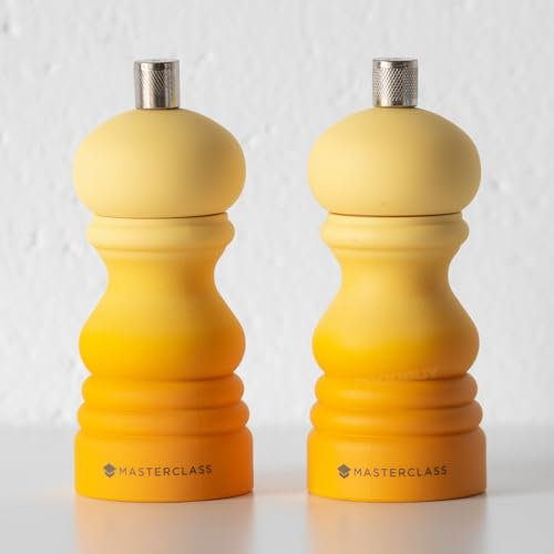 Yellow Ombre Salt & Pepper Grinder Mills Short 5 Modern Soft Touch Pots Shakers