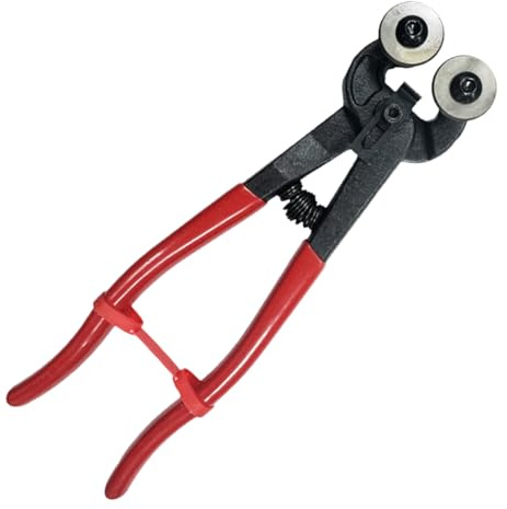 Wheeled Mosaic Glass Cutter, Heavy Duty 8 Inch Mosaic Tiles Cutter, Ceramic Tile Nippers, Stained Glass DIY Crafts Cutting Pliers for Stone Metal Shaping Cutting Grinding Tool, Soft Handles