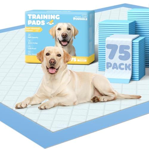 Powools Extra Large Puppy Pads 96 x 71 cm, Pack of 75, Leak-Proof | Pee Pads for Dogs Potty Training with Leak-Proof Design, 6-Layer Puppy Training Pads, Blue