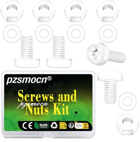 pzsmocn 150 Pièces/50 Ensembles M5*15 mm en Plastique Nylon Blanc Croix | Tête Combinaison Standard, Ronde Kit Bricolage, Vis Rondelle Assemblage, Écrou Isolante Électronique, Hexagonal Taille Câble