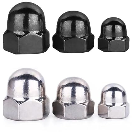 Edelstahl-Kuppelmuttern, Hutmuttern Sechskantkopf Mehrfarbig M3-M12(Black Zinc,M12(1Pcs))
