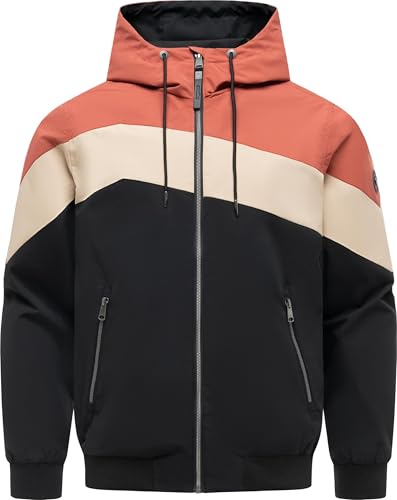 Ragwear Herren leichte Übergangsjacke kurze Jacke wasserdicht und atmungsaktiv mit Kapuze Stewie Block YOUMODO S-4XL