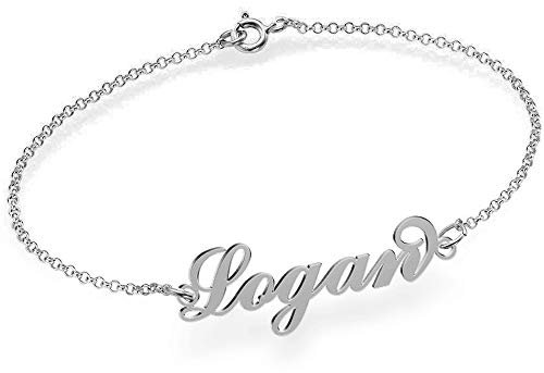 JoelleJewelryDesign 925 Silber Namensarmband/Fußband - Armband mit Namen Personalisiert mit Ihrem eigenen Wunschnamen