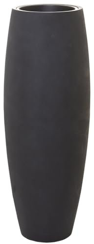 VIVANNO Pflanzkübel Bodenvase Fiberglas Magnum Steinoptik Anthrazit - 100x29