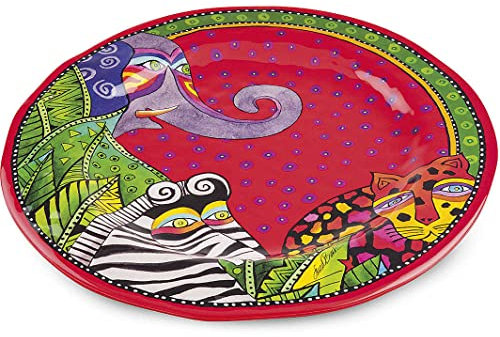 Egan Piatto Collezione Laurel Burch Jungle Song. Oggetto Realizzato in melamina di Colore Rosso e Verde e Multicolore. Dimensione: 35 cm. La referenza è MLB37JT/5S