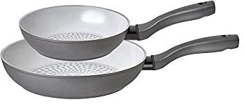 Prestige Earth Pan Ceramic Frying Pan Set Non Stick - Induction Frying Pans 20cm & 28cm, Non Toxic Cookware, Dishwasher Safe, Made in Italy, Grey