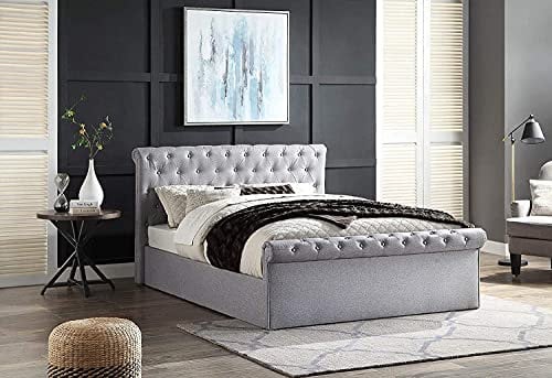 Home Treats Ottoman Bed Frame Super King With Side Lift Up Storage | Padded Upholstered Frame 180 x 200cm (Super King)