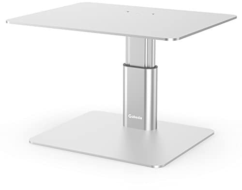 GOKEDA Monitor Riser Stand, Metallic Adjustable Height Desk Organizer Prop Compatible with Display, iMac, TV, PC, Desktop and All-Screen Display for Office & Home (PC up to 15KG)