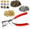 Grommet Eyelet Pliers Set, 1/4 inch Grommet Tools Kit Metal Eyelets Tool with 300 Metal Eyelets, Eyelet Tool Kit for Belts/Leather/Shoes/Workbooks/Apparel (Gold & Silver & Copper)