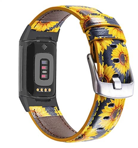 Nigaee Leather Bands Compatible with Fitbit Charge 5,Replacement Genuine Leather Sport Straps for Women Men,Soft Adjustable Replacement Wristbands for Fitbit Charge 5 Fitness Tracker