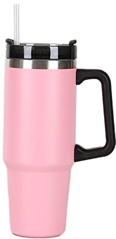 Mug Isotherme en Acier Inoxydable avec Paille, 900ml Tasse Isotherme, Tasse à Café Double Paroi Isolées Réutilisable, Voyage sans BPA