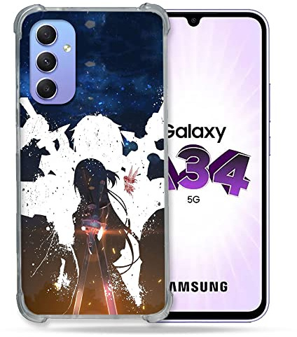 Cokitec Schutzhülle aus Hartglas für Samsung Galaxy A34 5G Manga SAO Sword Art Online Asuna