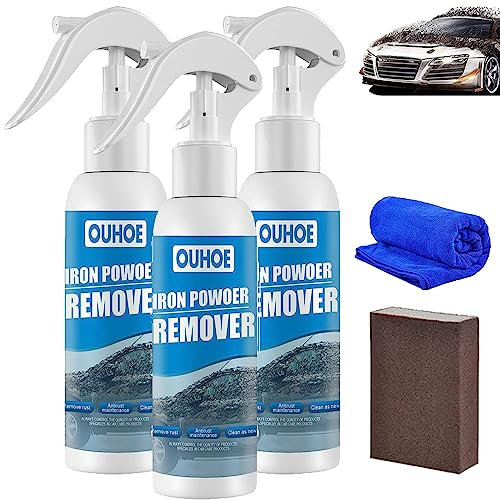 OUHOE Iron Powder Remover, Car Rust Removal Spray, RustOut Instant Remover Spray, Iron Powder Remover for Car (100ml, 3pcs)