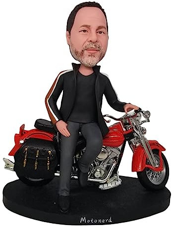 mydedor Individuelle Wackelkopf-Figur, personalisierbar, Motorradfahrer-Puppe, Geschenke für Vater, Freund, Ehemann, Chef, Büro, Kollegen, exquisite Details, Sammlerstück, handgefertigte Skulptur für