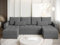 BROMARKT Ecksofa mit Schlaffunktion 289x143x83 - Wohnlandschaft U Form - Kollektion HOT U Lite - Eckcouch - Samt Couch U Form – Grau