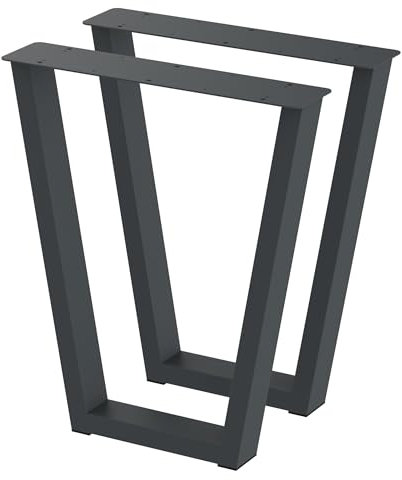 BK Styl 2 Stück Tischbeine aus Metall V2-Form | Tischgestell aus 80x40mm Profilen | Tischkufen Tischfüße Möbelbeine für Schreibtische & Esstische I Stahl Pulverbeschichtet I DIY (615x720mm Anthracit)