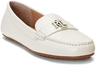 Lauren Ralph Lauren Damen Barnsbury Nappa Leather Driver Fahrer-Slipper, Weiß (Soft White), 39 EU