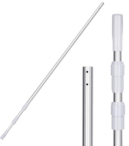 MASTERTOP Telescopic Pool Pole, 3-piece Aluminium Swimming Pool Pole, Adjustable from 1.7m to 4.7m Telescopic Pole Pool Cleaning Pool Accessories for Brushes, Landing Nets, Vacuum Cleaners