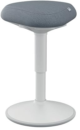 Leitz Ergo Active Sitzhocker mit Dual Density Foam Komfortsitz, Bürohocker höhenverstellbar von 47 bis 64cm, Sitzbezug aus 100% Recycling-Material, Für bis zu 110kg, Ergo Serie, Hellgrau, 65440085