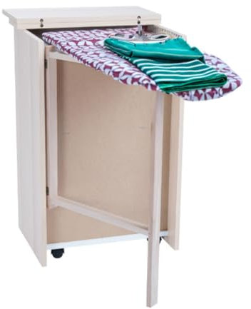OWIJI Asse Stiro Multiuso Salvaspazio Legno Rovere Sbiancato Mobile A Scomparsa Dimensioni 84 x 52 x 40 cm Rotelle Trasportabili Colore Mollettone Assortito
