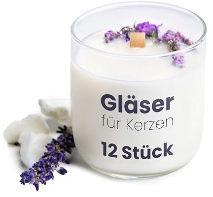 KONZEPT Vasos para velas de té de 7 x 8 cm, 12 unidades pequeños para velas DIY, vasos para velas y portavelas