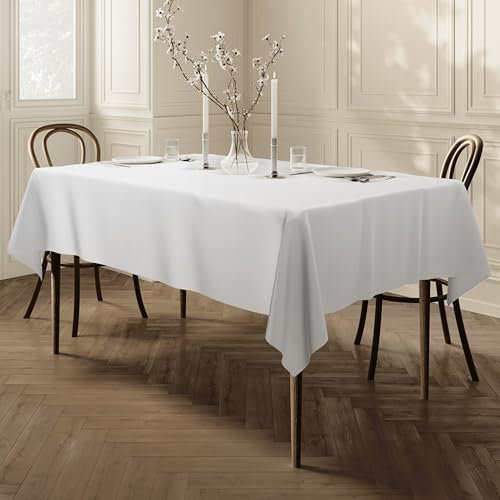 Home Direct Rectangular Rectangle Fabric Tablecloth Table Cloth Table Cover 100cm x 140cm 39x55 White