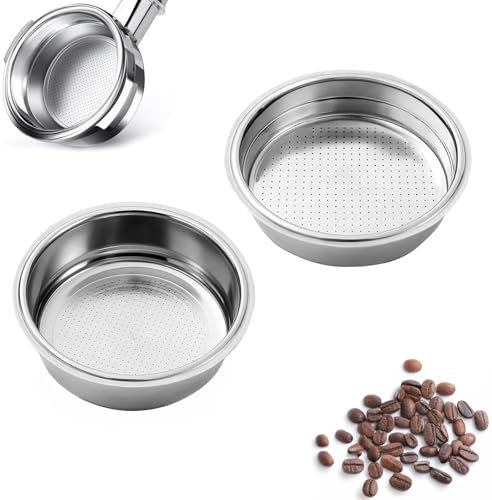 ZWWOGE 2 Piezas 51mm Filtro de Café de Acero Inoxidable 1 y 2 Tazas Canasta de Filtro Presurizado de Doble Capa Canasta de Filtro Expreso de Compatible con Cafeteras Cecotec Ufesa Delonghi Breville