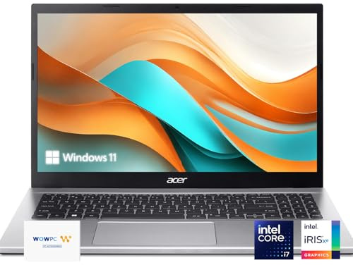 acer Ordinateur portable Aspire 3 | 15,6 po FHD | Intel Core i7-1165G7 | Quad-core | Intel Iris Xe Graphics | 36 Go de RAM | SSD PCIe 512 Go | Wi-Fi 6 | Longue durée de vie de la batterie | Windows 11
