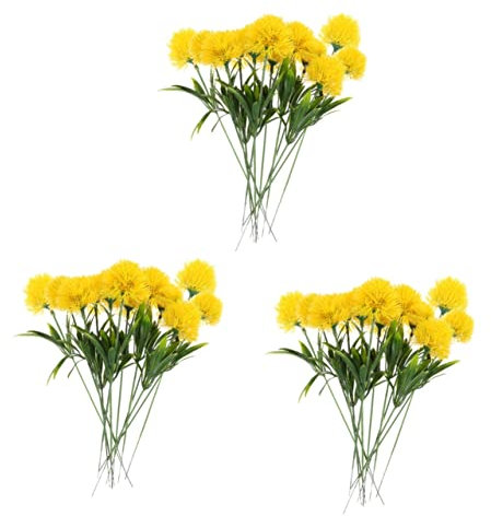 3sets Artificial Dandelion Peonies Artificial Flowers Fall Decor Artificial Plants Artificial Fern Leaf Artificial Hangings with Flowers Dandelion Flowers Plastic 12pcs*3