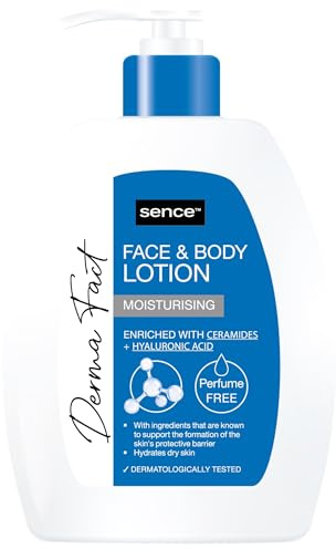 Bodylotion Fragrance Free, Vegan Beauty Skincare, Sence Derma Fact Gesichts- und Körperlotion, Damen dermatologisch getestet, Body Lotion für trockene bis sehr trockene Haut, 0% Parfüm (1 x 250ml)