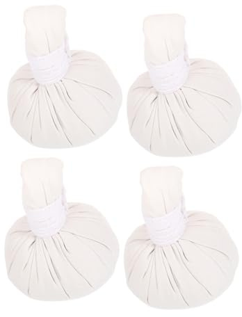 COLLBATH 4 Pièces de Massage Thaï Aux Naturelles Pochons Chauds Coton pour Relaxation Musculaire et Thérapie par Chaleur Accessoires Spa Portables pour Corps et Salon