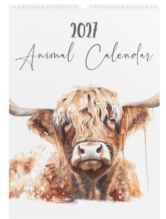 2027 Animal Wall Calendar, 12 Month Watercolour Animal Calendar, Farm & Wildlife A4 Calendar