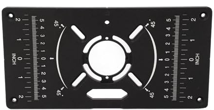 Oberfräsen-Tischplatte aus Aluminium mit 4 Einlegeringen, Befestigungsstange, 16 Schrauben und 4 Muttern. Oberfräsen-Tisch-Einlegeplatte, Trimmmaschine, Flip-Board, Schwarz