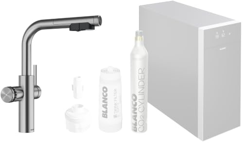 BLANCO CHOICE Icona-L | all-in-one Küchenarmatur aus massiv Edelstahl | [16x28,2x45,1 cm] | exkl. Wasseraufbereitungseinheit CHOICE.ALL | Gekühltes Wasser in still, medium, sprudel & kochend heiß