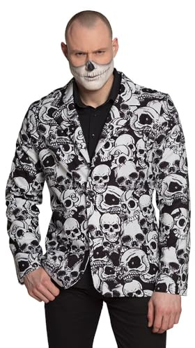 Boland - Jacke Totenköpfe, Blazer, Jackett, für Herren, Kostüm, Karneval, Mottoparty, Halloween