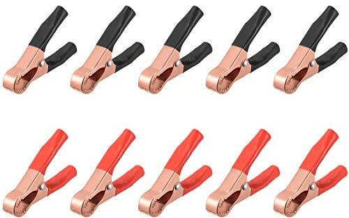 sourcing map 10pcs 50A Heavy-Duty Insulated Alligator Clips,Battery Crocodile Electrical Test Clamps,Battery Charger Clamp
