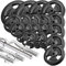 Marbo Sport - Set MW Kier_G Tri-Grip Hantelscheiben aus Gusseisen mit Gummi-Ummantelung, Gewichte mit Aufnahme Ø31 mm, 1 x SZ-Curlstange, 2 x Kurzhantelstange, 1 x Langhantelstange, 172 insg. Kg