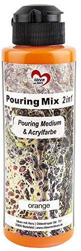Ideen mit Herz Pouring Mix 2in1 | Pouring Medium & Acrylfarbe | 180 ml | kein weiteres Mischen mit Fluid, Medium oder Silikonöl erforderlich (orange)
