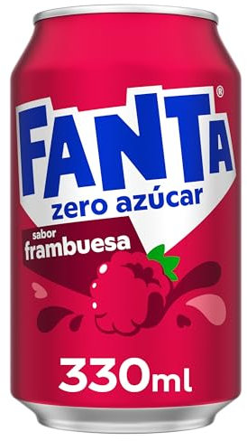 Fanta Frambuesa Sin Azucar - Refresco con 4% de Zumo de Frambuesa-Lata 330 ml