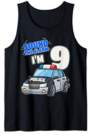 Kinder-Polizeiauto 9. Geburtstag 9 Jahre Polizist Offizier Tank Top