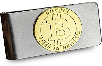 Geldklammer Vires in Numeris Bitcoin Crypto Diverse Farben Edel für den Mann mit Stil und Klasse (Silber/Gold)