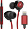 Thore Écouteurs pour iPhone (certifié Apple MFi) V110 - Tressé - Résistant à la transpiration et à l'eau - Avec télécommande micro/volume pour iPhone 11/12/13 Pro Max - Rouge