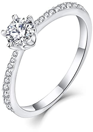 Starnny Ring Silber 925 Damen Ringe Verlobungsring Eheringe April Geburtsstein Schmuck für Sie Frauen 59