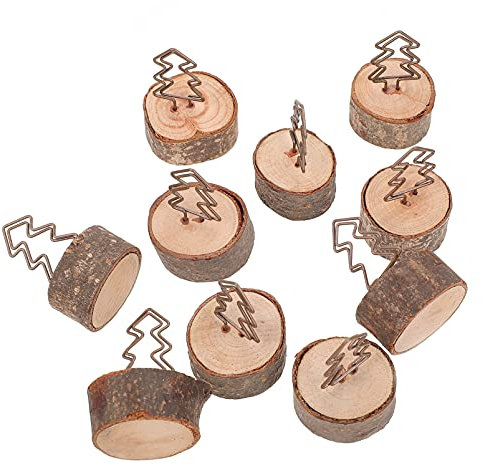 10 Pièces Titulaire De La Carte De Visite Porte-cartes Sapin De Noël Agrafe De Cartes De Visite Pinces à Linge Porte-noms De Table De Mariage Porte-mémos Bois Ménage Trombone