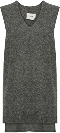 PULZ PZASTRID Slipover V Pullunder Damen Feinstrick Strickpullover Pullover Oversize, Größe:M, Farbe:Magnet Melange (1939011)