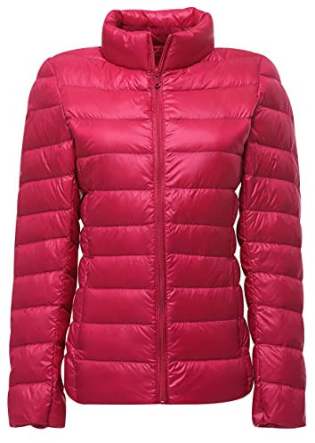 Piumino Leggero Donna Invernale Puffer Jacket Donna Piumini Leggeri Donna Giacca Cappotto Giubbino Giacche Piumino Giubbotto Imbottito Oversize Primaverile Donna Taglie Forti Down Jacket Rosa XXL