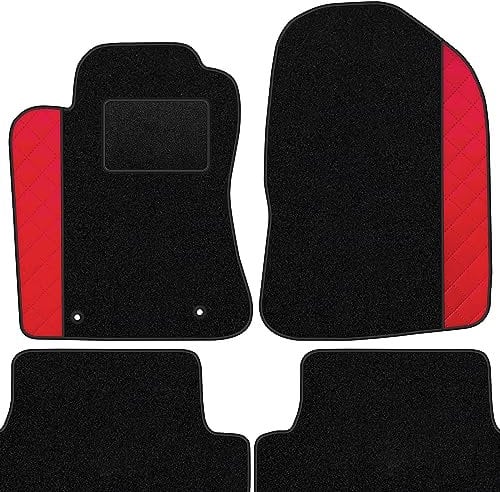 moto-MOLTICO Fußmatten Auto Velours Autoteppiche Schwarz Automatten Set 3-teilig - Auffälliges Design - passend für Toyota Auris I Corolla E15 2007-2012 (Rotes Muster)